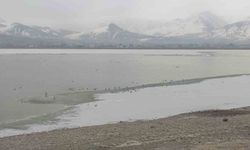 Van’daki Sıhke Göleti’nin yüzeyi buz tuttu