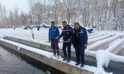 Van’da zorlu kış şartlarında alabalık tesisleri denetlendi