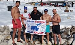 Dondurucu soğuğa rağmen Van Gölü’ne girdiler: “Bu göl hepimizin”