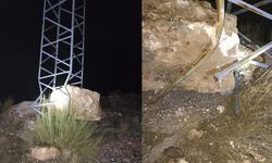 Gercüş’te dev kaya elektrik direğine çarparak durabildi