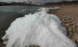 Gürpınar Zernek Barajı’nda Sibirya Soğuklarıyla Dalgalar Dondu