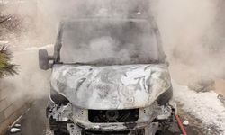 Tuşba'da park halindeki kamyonet yandı