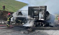 Van-Tatvan karayolunda can pazarı: 2 tır alev topuna döndü, 2 ölü