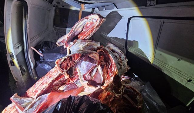 Hatay'da minibüste menşei belirsiz 1 ton kırmızı et ele geçirildi