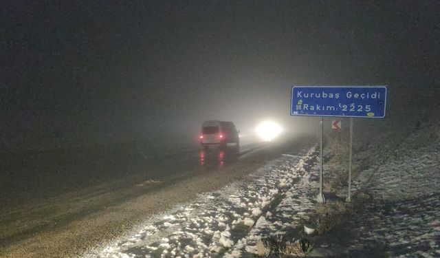Van’da Kurubaş Geçidi’nde yoğun kar yağışı ve sis sürücüleri zorladı