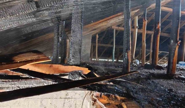 Van'ın Gevaş ilçesinde çatı yangını