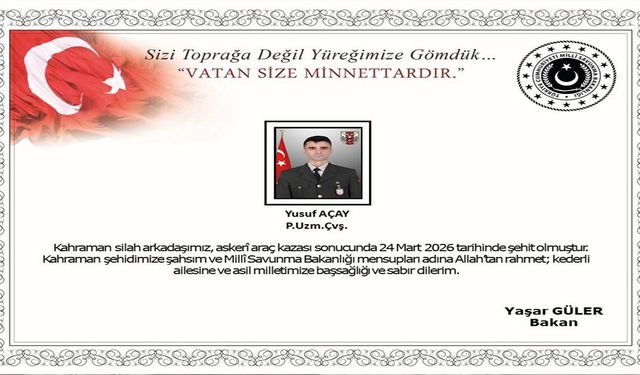 MSB Duyurdu: Ağrı’daki Askeri Araç Kazasında 1 Asker Şehit Oldu