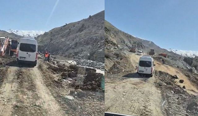 Van- Hakkâri yolunda heyelan: Ulaşım tek şeritten sağlanıyor