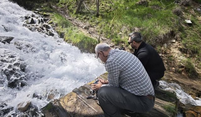 Kar sularıyla coşan Beyazsu Şelalesi hayran bırakıyor