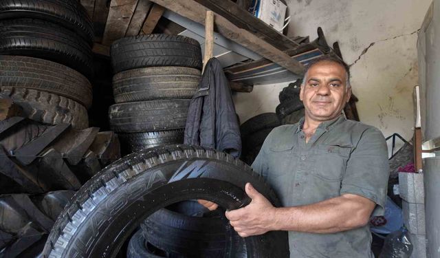 35 yıldır araç lastiği ile yatıp kalkıyor