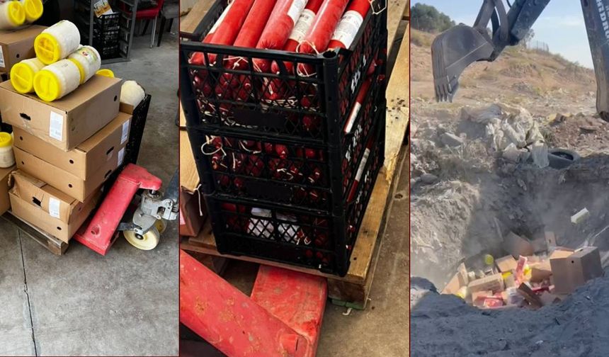Hatay'da 1 ton gıda malzemesi toprağa gömülerek imha edildi