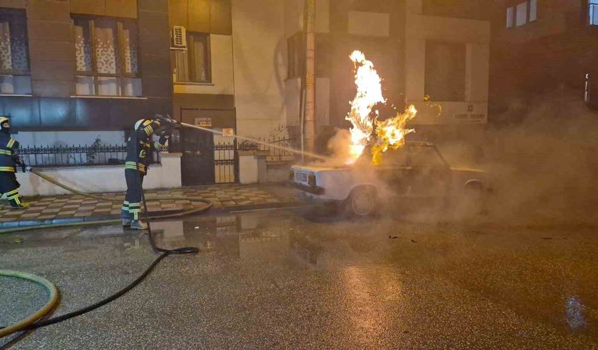 Park halindeki LPG’li araç küle döndü