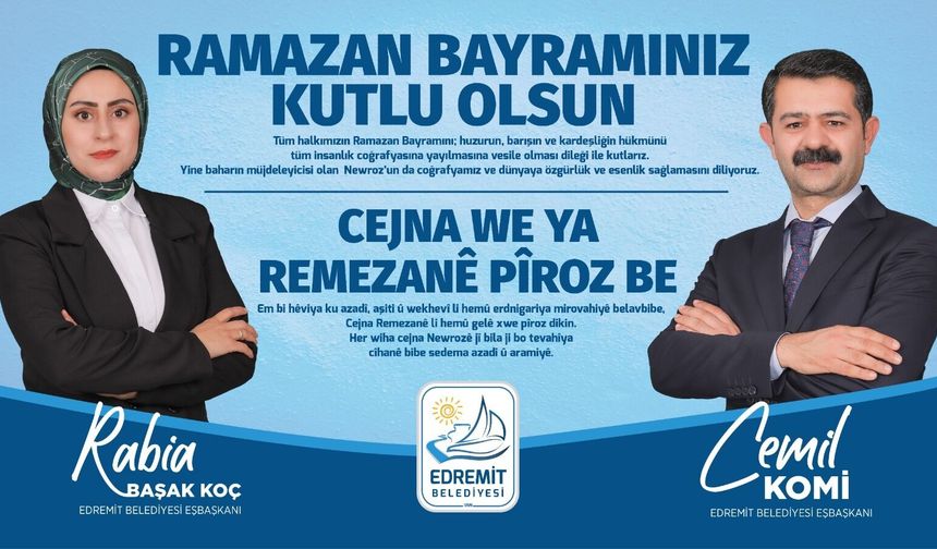 Edremit Belediye Eşbaşkanlarından Bayram Mesajı