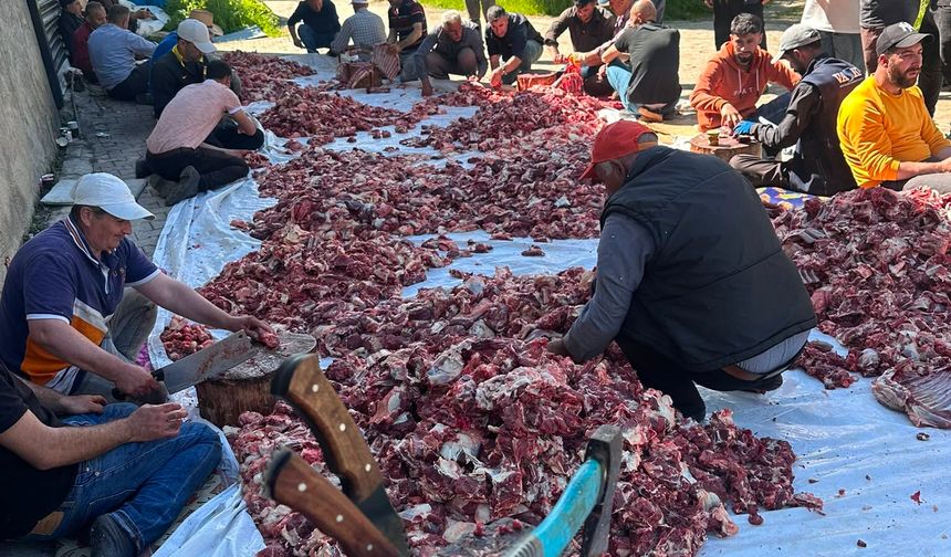Van Gevaş’ta örnek gelenek: Kurban eti herkese eşit dağıtılıyor