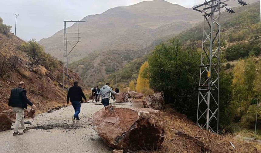 Van-Çatak’ta Facianın Eşiğinden Dönüldü:Dağdan Kopan Kayalar Yola Düştü