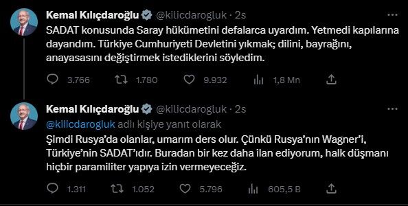 SADAT Başkanı Melih Tanrıverdi, Kılıçdaroğlu'na cevap verdi ve yeni tazminat davası açacaklarını söyledi