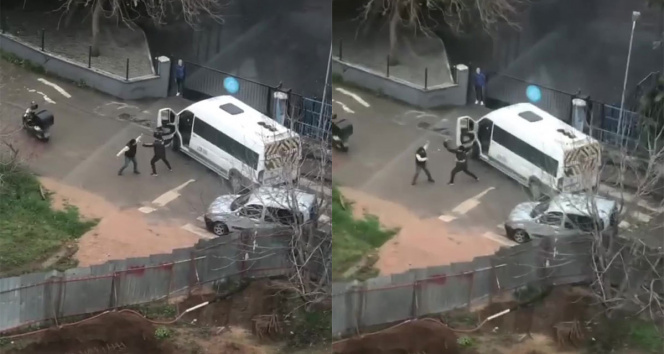 Sarıyer'de taksici ve minibüs şoförünün kavgası kameraya yansıdı