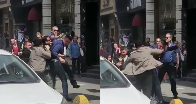 Sarıyer'de taksici ve minibüs şoförünün kavgası kameraya yansıdı