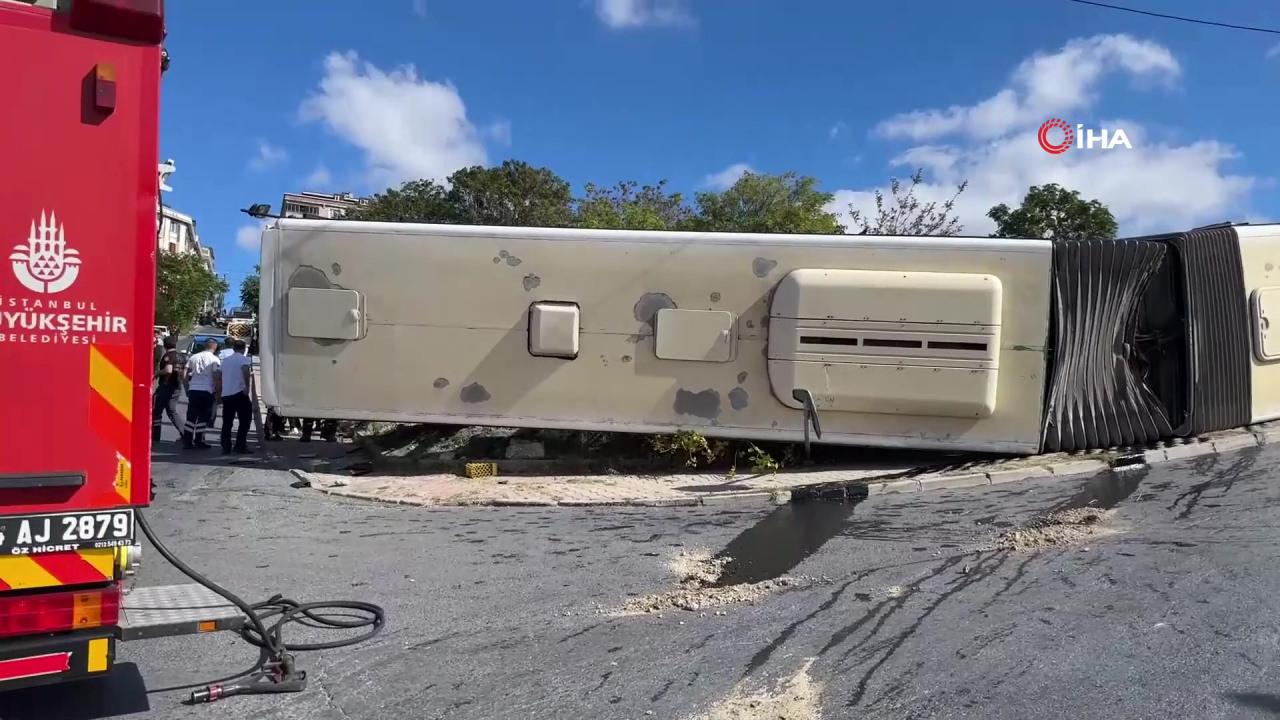 Başakşehir'de İETT otobüsü rampada devrildi: Yaralı yolcular hastaneye sevk edildi!