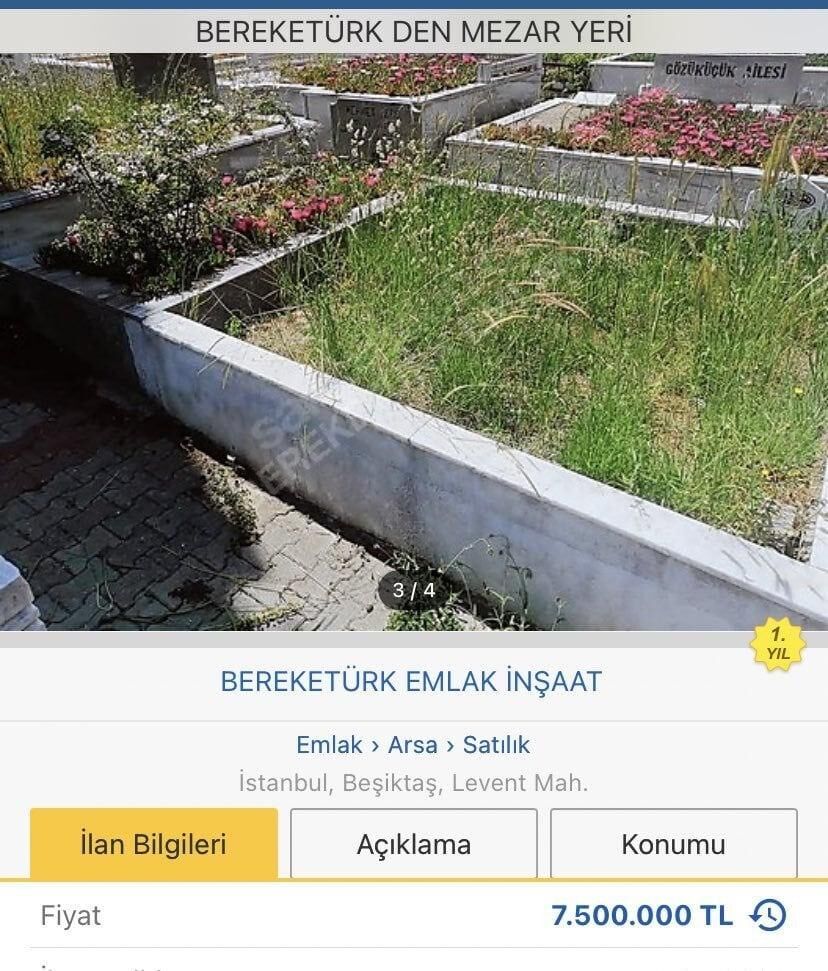 'Sabancı’ya komşu' diyerek 7,5 milyon TL'den mezar yeri ilana koydu!