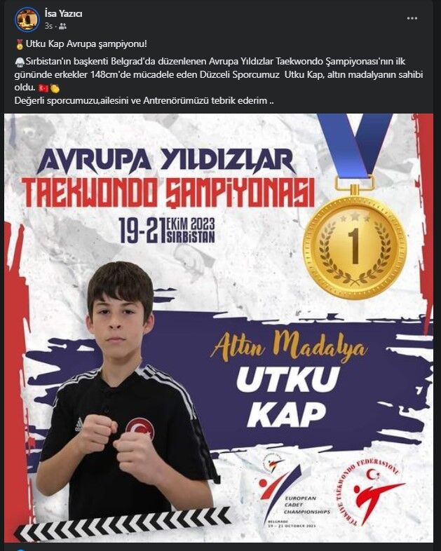 Utku Kap Avrupa şampiyonu oldu