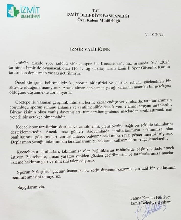 Başkan Hürriyet, deplasman yasağına ilişkin talepte bulundu