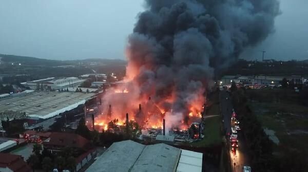 Kocaeli'nde palet fabrikasında yangın