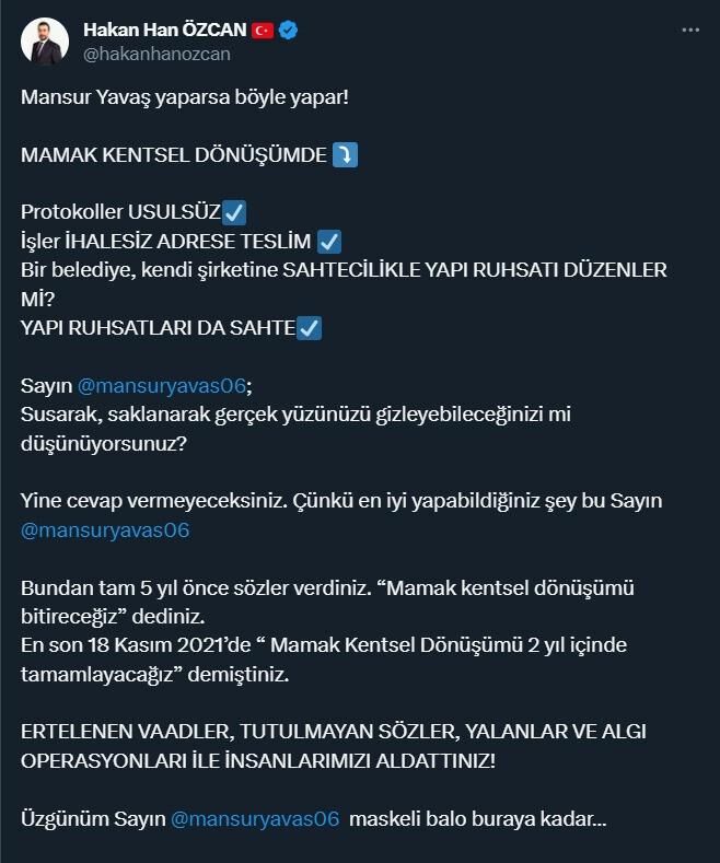 CHP’li Mansur Yavaş’ın Mamak kentsel dönüşüm tezgâhı ifşa oldu