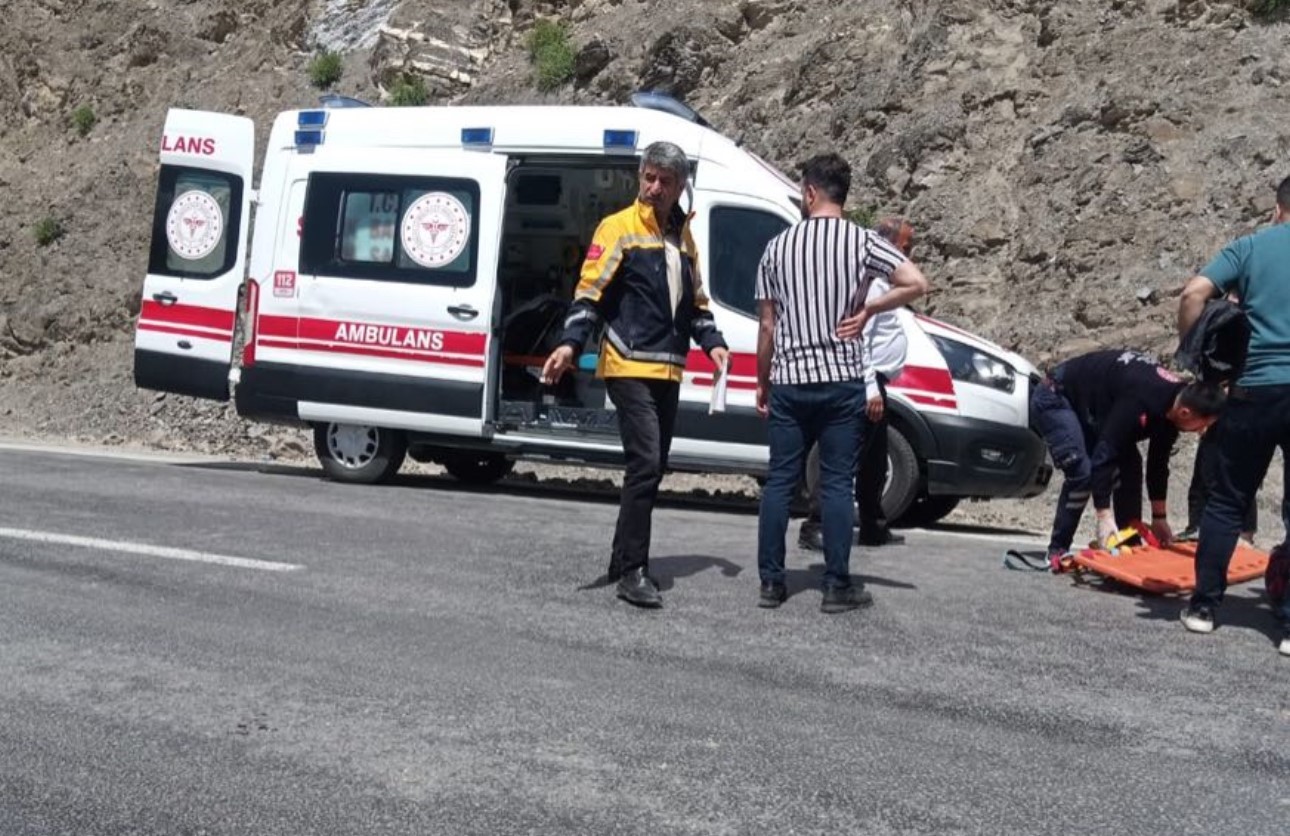 Kayanın isabet ettiği araç devrildi: 1 yaralı