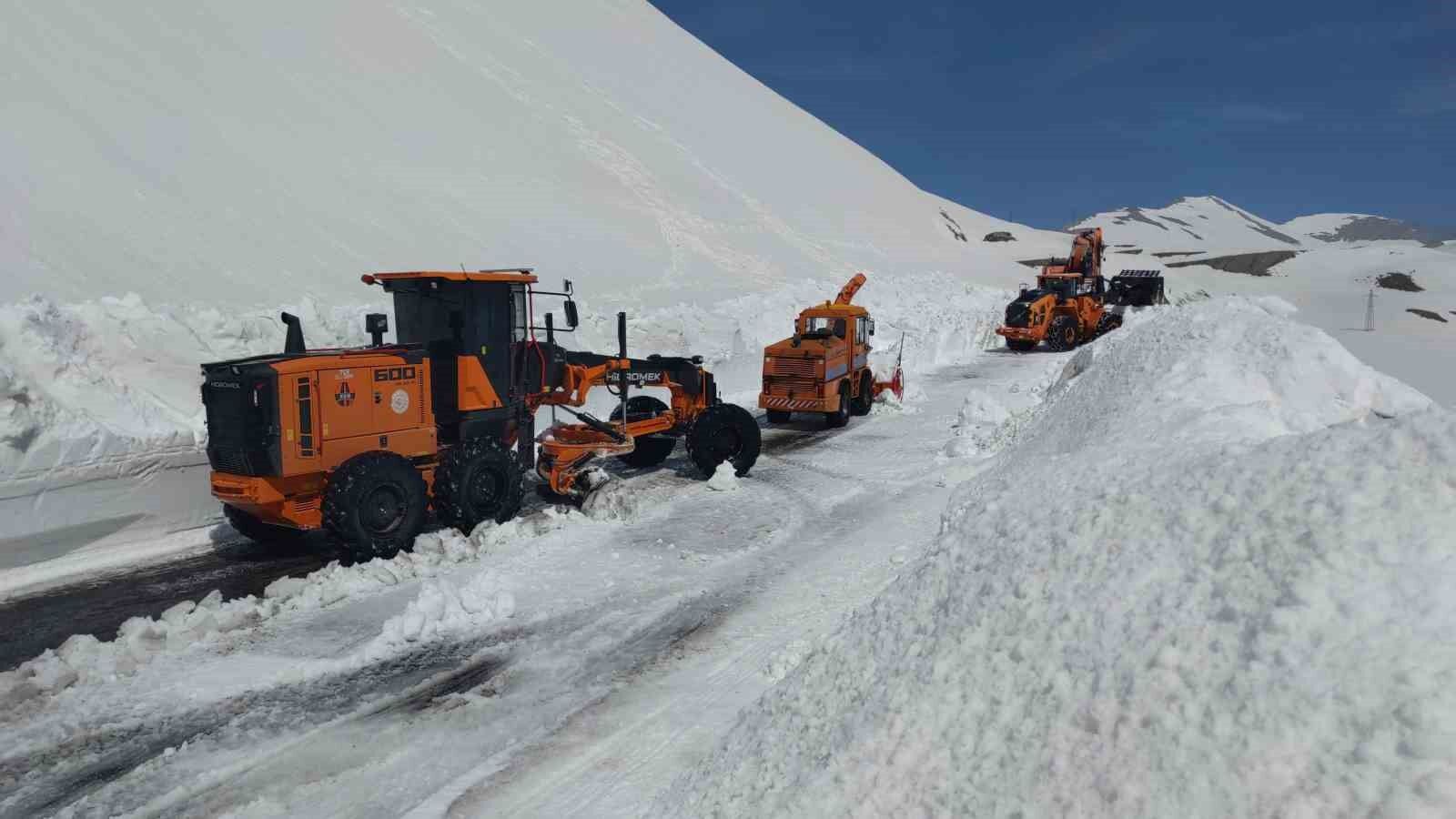 Van-Bahçesaray karayolunda kar mesaisi