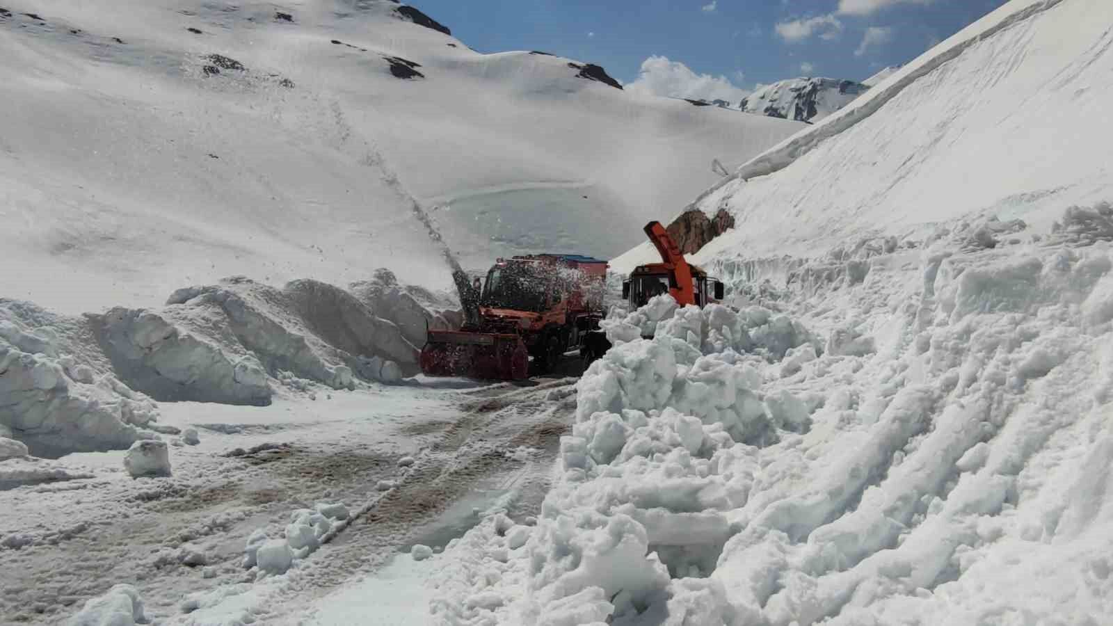 Van-Bahçesaray karayolunda kar mesaisi