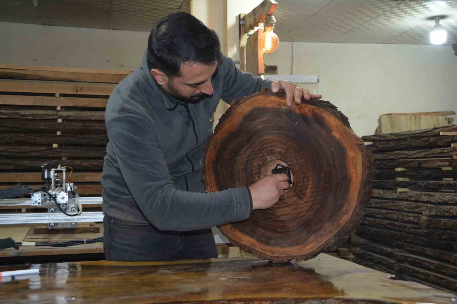 Ceviz ağaçlarının parçalarını süs eşyasına dönüştürüyorlar