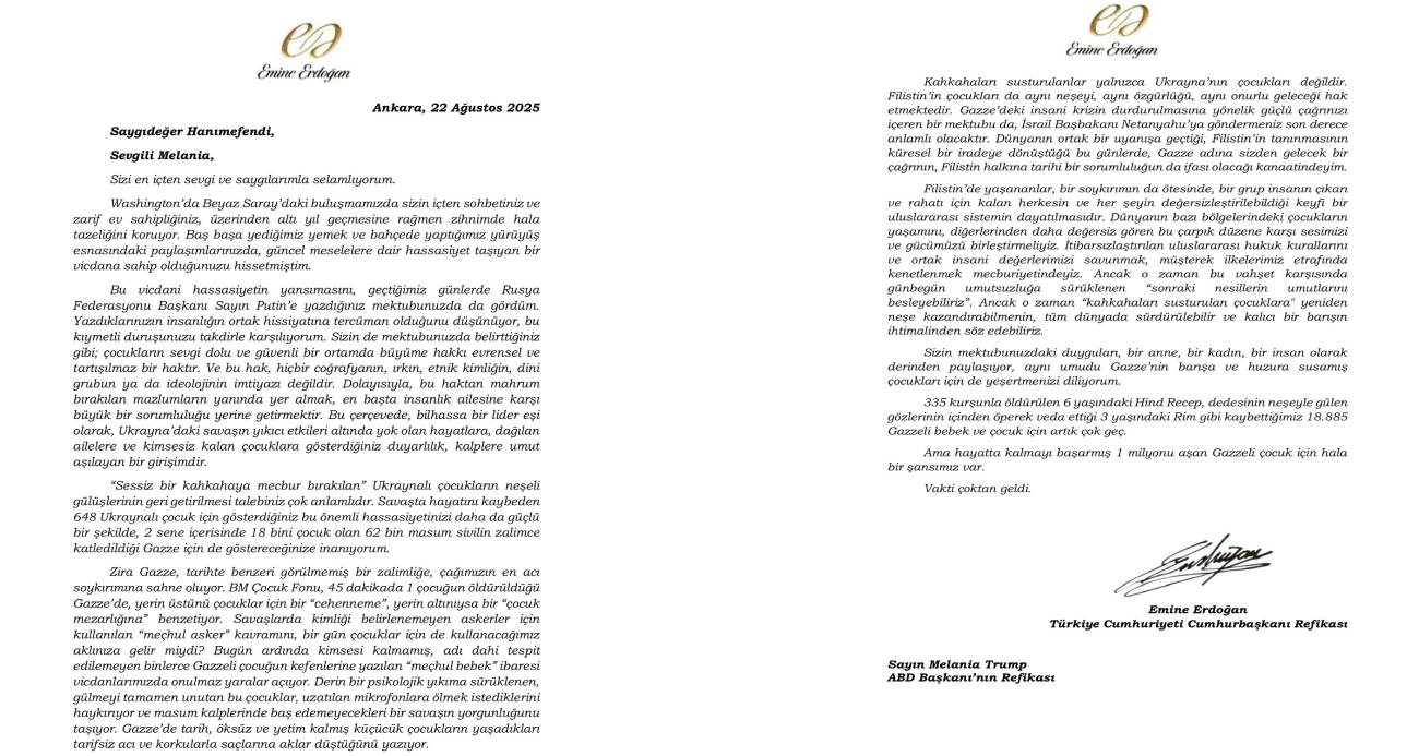 AK Parti Sözcüsü Çelik, Emine Erdoğan’ın Melania Trump’a mektubunu paylaştı