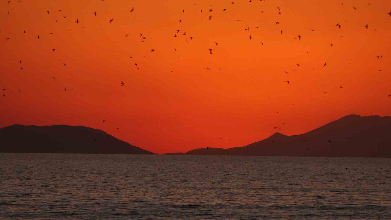 Van’da gün batımı ve ayın doğuşu mest etti