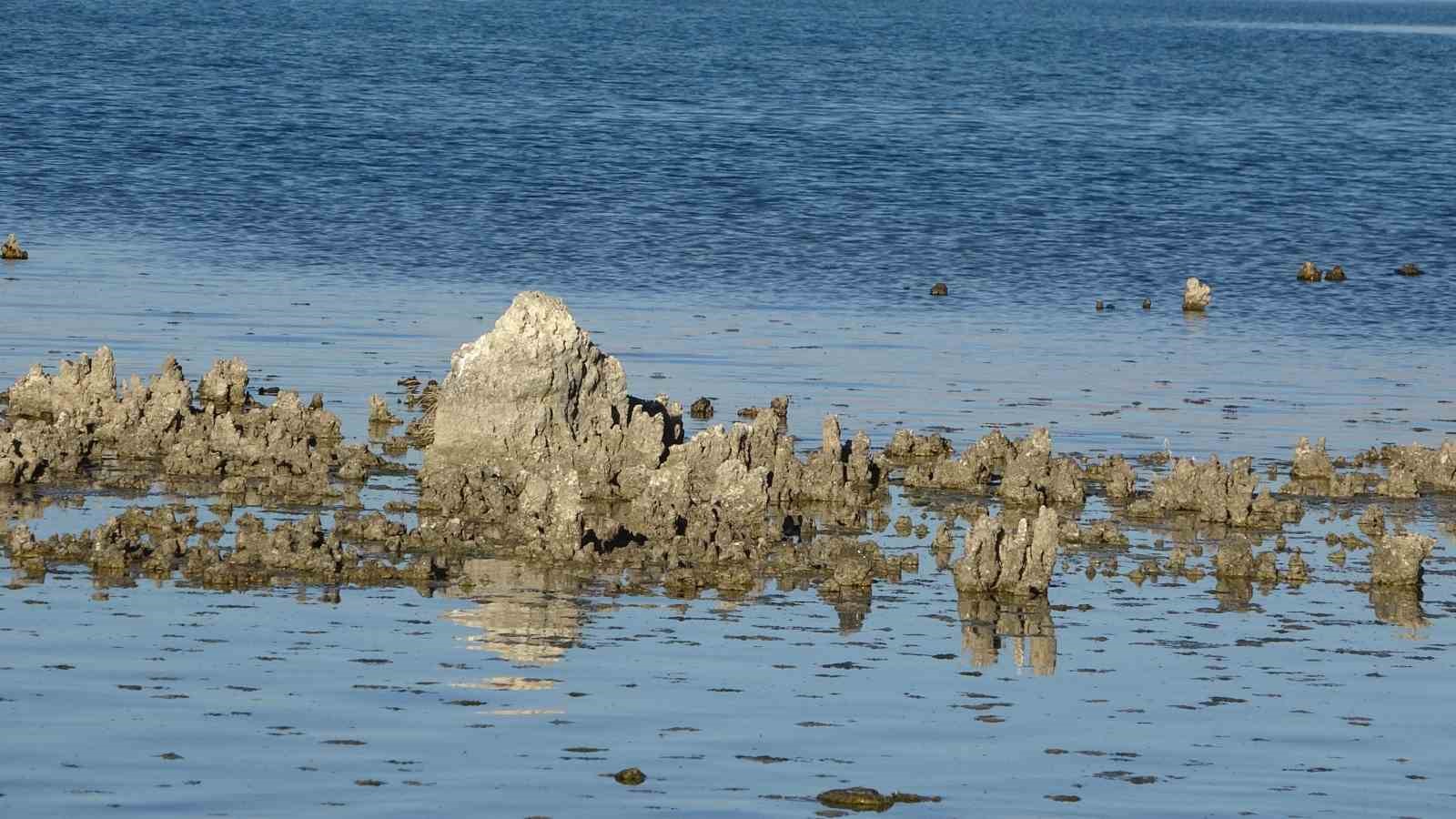 Erçek Gölü’nde su çekilince mikrobiyalitler ortaya çıktı